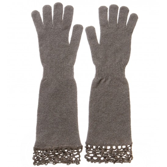 Cashmere Blend Gloves with Handmade Lace Decoration packaged in Signature box